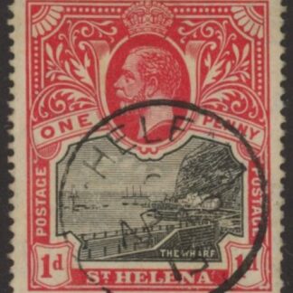 1912 St Helena KGV SG73  1d black & carmine-red.  fine used.
