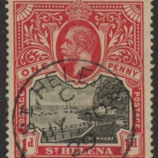 1916 St Helena KGV SG73a  1d black & scarlet.  fine used.