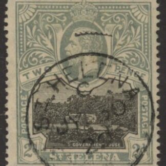 1912 St Helena KGV SG75  2d black & greenish slate. fine used.