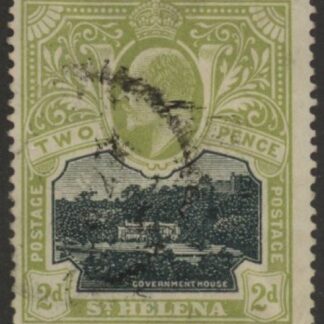 1913 St Helena KEVII SG57  2d black & sage-green. fine used.