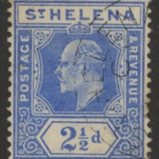 1908 St Helena KEVII SG64  2½d blue (ordinry paper). fine used.