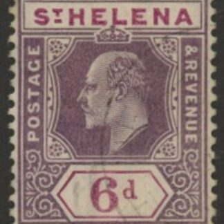 1911 St Helena KEVII SG67a  6d dull & deep purple . (ordinry paper). fine used.