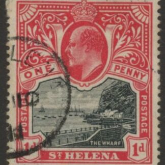 1903 St Helena KEVII SG56  1d black & carmine. fine used.