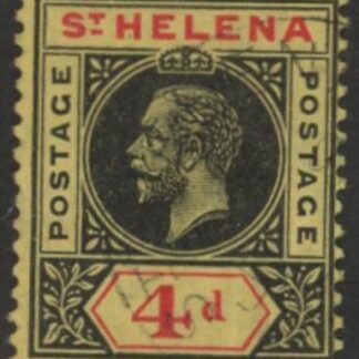 1913 St.Helena SG.85 KGV 4d black & red/yellow. very fine used.