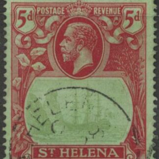 1927 St. Helena - SG.103  5d green & deep carmine/green. (wmk Script) very fine used.