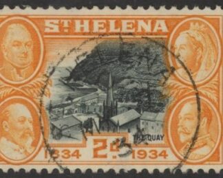 1934 St. Helena - SG.117  2d black & orange. (wmk Script) very fine used.