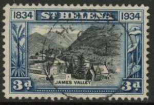 1934 St. Helena - SG.118  3d black & blue. (wmk Script) very fine used.