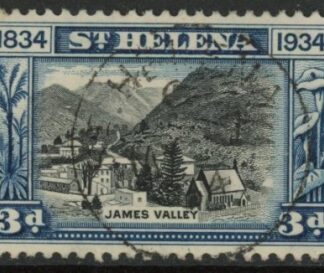 1934 St. Helena - SG.118  3d black & blue. (wmk Script) very fine used.