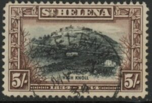 1934 St. Helena - SG.122  5/- black & chocolate. (wmk Script) very fine used.