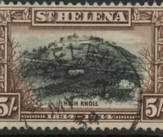 1934 St. Helena - SG.122  5/- black & chocolate. (wmk Script) very fine used.