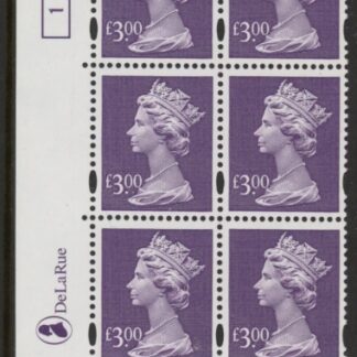 Y1802 (UC20) De La Rue £3.00 dull violet  Cyld. 1 dot (1)  U/M (MNH)