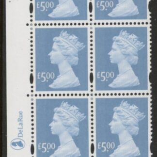 Y1749 (U493)  DLR £5.00 2B Azure  Cyld. D1 dot  blue fluor U/M (MNH)