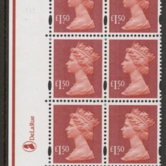 Y1746 (U487)  DLR £1.50 red  Cyld. D1  no dot.  U/M (MNH)