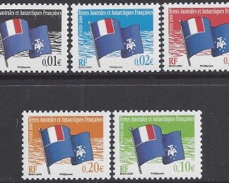 2008 French Antarctic. SG.593-7  Flags set 5 values  U/M (MNH)