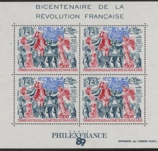 1989 French Antarctic MS.257 Air - Bicentenary of French Revolution Mini Sheet U/M (MNH)