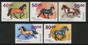 2001 Iceland SG.994-8 Horses Set of 5 values U/M (MNH)