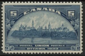 1933 Canada SG.329 5c blue. - Parliament Buildings Ottawa u/m (MNH)