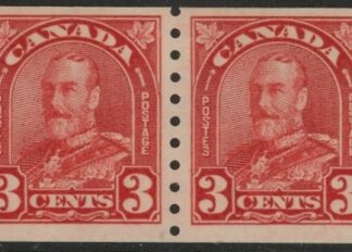 1931 Canada SG.309  3c scarlet imperf x perf 8½ horizontal pair u/m (MNH)