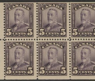 1929 Canada  SG.279a  5c violet booklet pane of 6 mounted mint