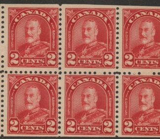 1930 Canada SG.291a 2c scarlet booklet pane of 6 U/M (MNH)
