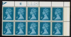 X996 (UG12)  Waddington 4p greenish blue Cyld. 1,1 phos 2  no dot.  U/M (MNH)
