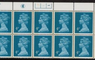 X996 (UG12)  Waddington 4p greenish blue Cyld. 1,1 phos 2  no dot.  U/M (MNH)