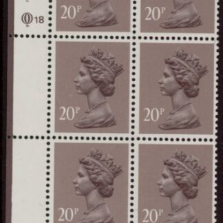X1014 (UG50)  Questa 20p  dull purple.  perf L(P)  Cyld. Q18Q18   U/M (MNH)