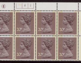 X998 (UG48)  Waddington 20p  dull purple. Cyld. 1A 1B  no dot. phos.2  U/M (MNH)