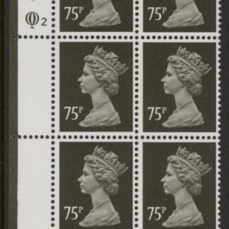 X1024 (UG134)  Questa 75p black Type II Perf 15x14 Cyl. Q2 Q2   U/M (MNH)