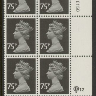 X1023 (UG130)  Questa 75p black Type I Perf14 Cyl. Q12 R20   U/M (MNH)