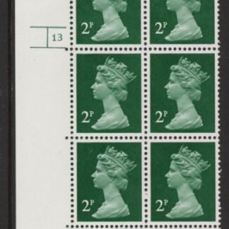 U83 (x926)  Harrison 2p green (FCP) PVAD. cyld 13 no dot. U/M (MNH)