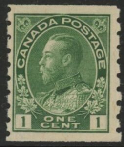 1912 Canada SG.219 1c yellow-green imperf x perf 8 U/M (MNH)