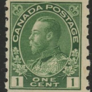 1912  Canada  SG.219  1c yellow-green  imperf x perf 8  U/M (MNH)