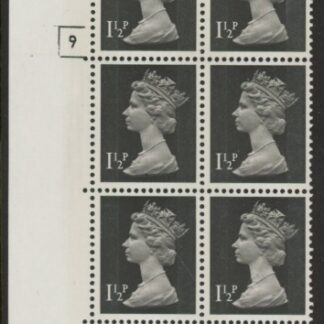 U73 (x848)  Harrison 1½p black (FCP) PVAD. cyld 9 no dot phos. 21. U/M (MNH)