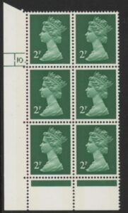U80 (x849)  Harrison 2p green. FCP/PVAD. cyld 10 dot. phos 17.U/M (MNH)
