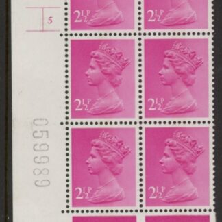 U86 (x-)  Harrison 2½p magenta CB . OCP/PVA. cyld 5 no dot. phos 5 .U/M (MNH)