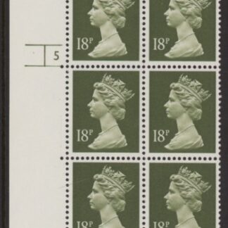 U256 (x955)  Harrison 18p deep olive-grey phos . ACP/PVAD. cyld 5 no dot. U/M (MNH)