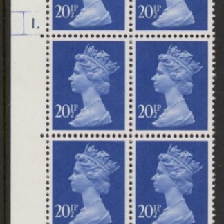 U278 (x961)  Harrison 20½p ultramarine . FCP/PVAD. cyld 1dot .U/M (MNH)