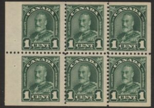 1931 Canada SG.289b 1c green booklet pane of 6 U/M (MNH)