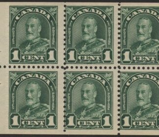 1931 Canada SG.289b 1c green  booklet pane of 6  U/M (MNH)