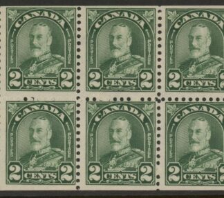 1930 Canada SG.290a 2c green.  booklet pane of 6  M/M