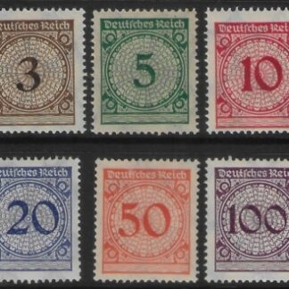 1923 Germany SG.352-7 values in 'Gold Currency'. set 7 values U/M (MNH)