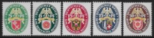 1929 Germany SG.451-455. 'Welfare Fund' dated 1929. set 5 values U/M (MNH)