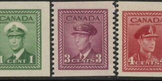 1943 Canada SG.394-6 Imperf x 12 Set of 3 values mounted mint