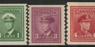 1943 Canada SG.394-6 Imperf x 12 Set of 3 values U/M (MNH)