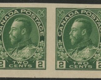 1924 Canada SG.260 2c deep green imperf pair mounted mint