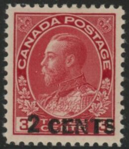 1926 Canada SG.264 2c on 3c carmine surcharged (die I ) mounted mint