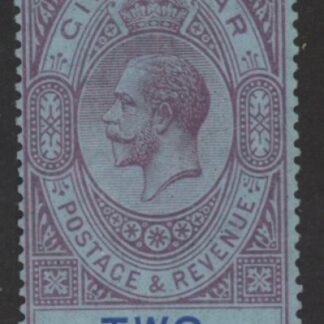 1924 Gibraltar SG.99  2/- grey-purple & blue/blue . watermark multi script CA. M/M