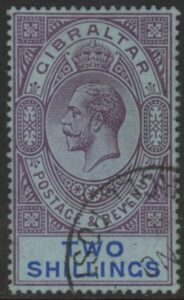 1912 Gibraltar SG.82 2/- dull purple & blue/blue . watermark multi crown CA. M/M