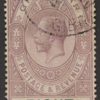 1924 Gibraltar SG.101  8/- dull purple & green. watermark multi script CA. fine used